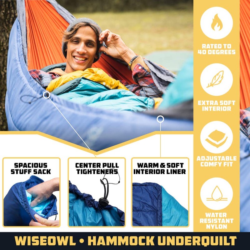 Wise Owl Outfitters Hammock Underquilt for Camping Hammock - Insulated