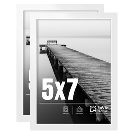 LaVie Home 5x7 Picture Frame 2 pack, Display Pictures 5 x 7 Frame, 5x7 White Photo Frame with HD Plexiglass, Display Frame for Vertical or Horizontal, Classic Collection