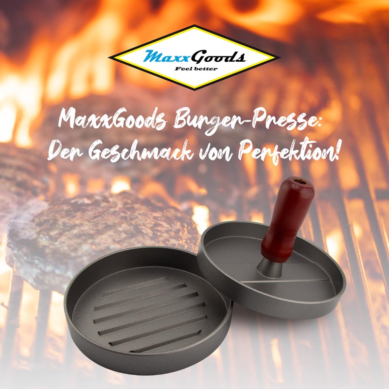 MaxxGoods Burger Press Set Made of Cast Aluminium Diameter 12