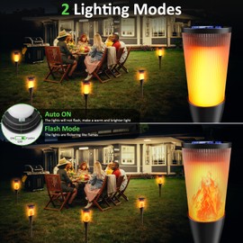 FIFIying Solar Lights Outdoor Garden, 6 Pack Solar Torch Light with Flickering Flame 600mAh Pathway Light Outside IP65 Waterproof Outdoor Decor for Patio Pathways Lawn Yard Decoration