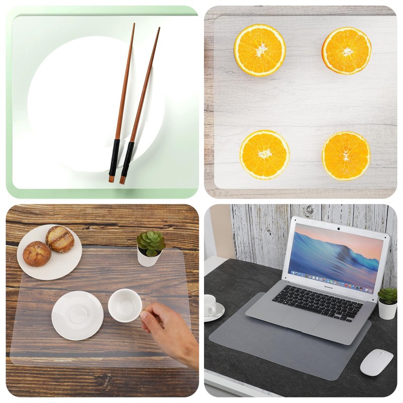 2pcs 15.7X11.8 in Plastic Placemats Matte Transparent Heat Resistant Washable