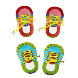 NUOBESTY Learn to Tie Shoes Tie Shoes Practice for Kids Lacing Toys for Toddlers 1-3 Early Educational Teaching Props 4 Pieces