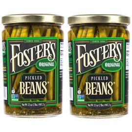 Foster's Pickled Green Beans in a Jar, Original, 32oz, 2 Pack, Traditional Pickled Vegetables Recipe for over 40 years, Low Calorie Snack, Gluten Free, Fat and Preservative Free Pickles