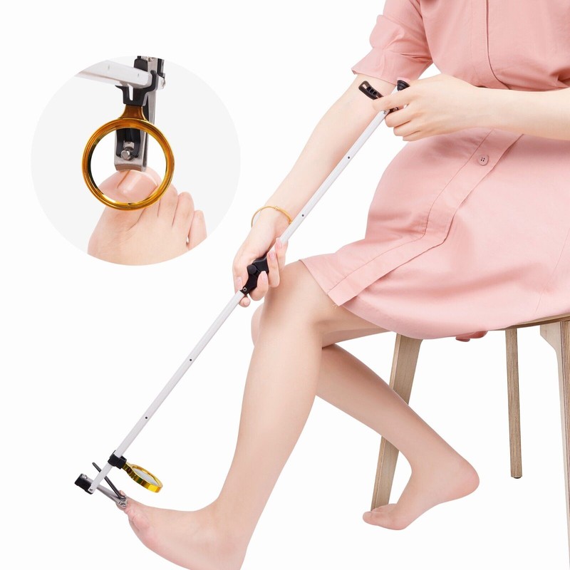 CANALHOUT 32"Foldable Long Handle Toenail Clippers W/Magnifier, hardly bending over