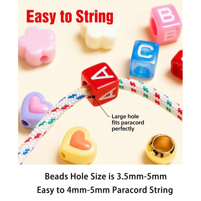 Large Hole Beads for Keychains 100pcs Chunky Beads Paracord Bag