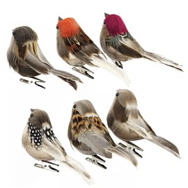 Sctmda Bird Decoration Pack of 6 Artificial Bird Artificial Feathered Birds Outdoor Decorative Birds Decoration Birds Figures Garden Decoration Artificial Birds Feather Bird Model Bird with Clip for