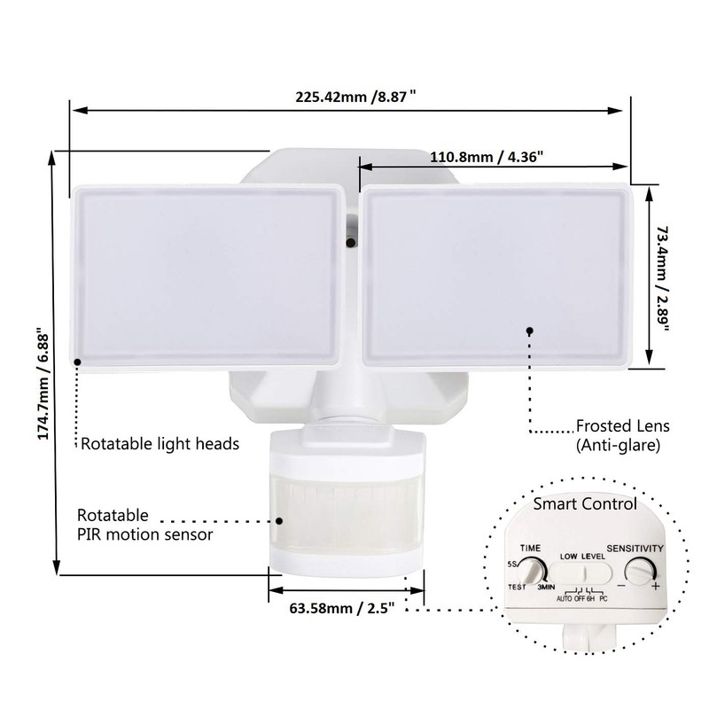 EMANER Dusk-to-Dawn Security Lights with Motion Sensor, 5000K IP65 Waterproof