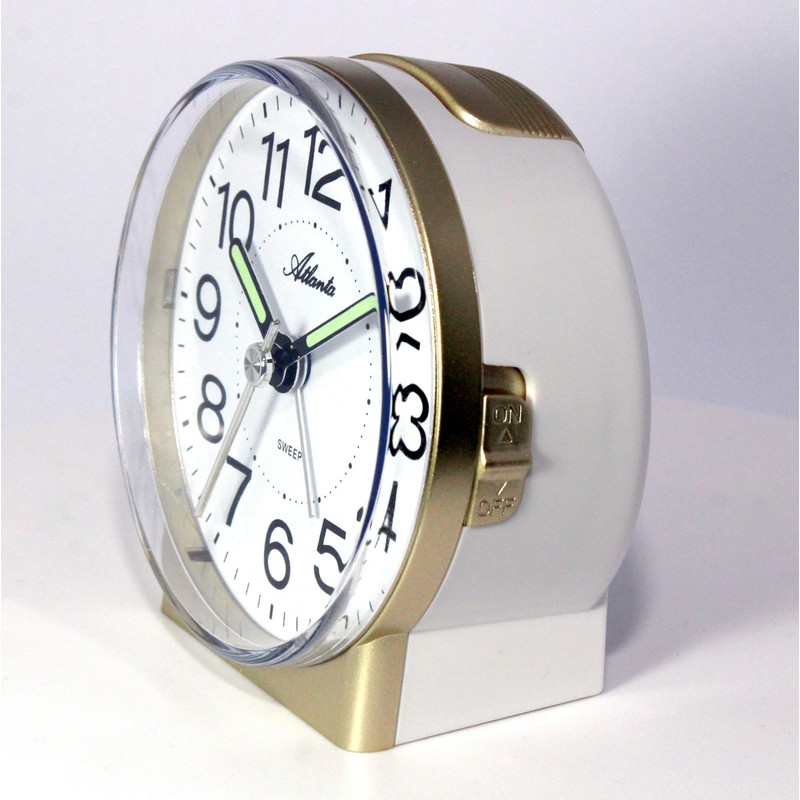 Atlanta Quartz Alarm Clock without Ticking Sweeping Seconds Analogue Light