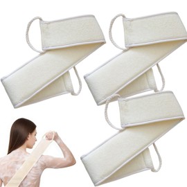 3 Pcs Loofah Back Scrubber, Natural Loofah Exfoliating Back Scrubber for Shower, Back Washers for Shower with Three Loofahs, Luffa Back Scrubber 8 x 28 x 70 cm