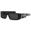 Locs Black SKULL Sunglasses | Rectangular Biker Shades - Wrap