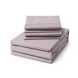 ClevaHome Full Size Sheet Set - 6 Piece Soft Breathable Luxury Bed Sheet Set - Shrinkage & Fade Resistant Embroidered Bedding Sheet with Deep Pocket, 2 Extra Pillowcases (Full, Purple Dove)
