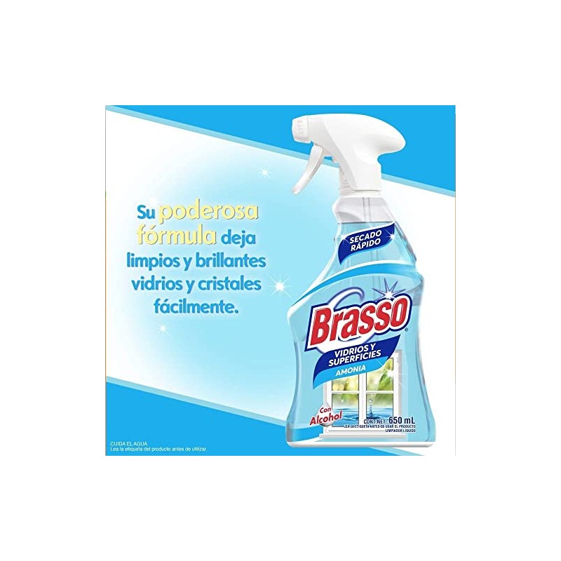 Brasso® Vidrios y Superficies Amonia con atomizador, 650mL