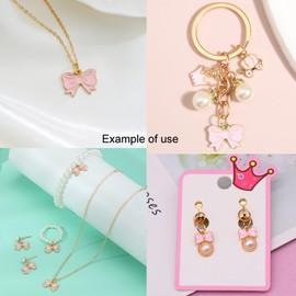 Julie Wang 40PCS Alloy Enamel Bowknot Charms Pink Bow Charm for Women Necklace Pendants Bracelet Earrings Jewelry Making Crafts DIY Accessory