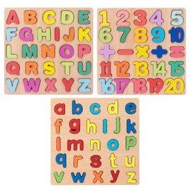 3-Piece Alphanumeric Puzzles in Upper and Lower Case Letters, Cognitive Puzzles for Children, Educational Building Block Toys, Panel Puzzles, Educational Toys for Early Education