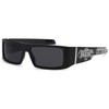 Locs Black SKULL Sunglasses | Rectangular Biker Shades - Wrap