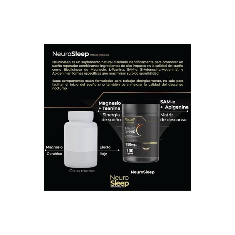 NEUROSLEEP STACK 100 capsulas (750mg por porcion) Bisglicinato de Magnesio,