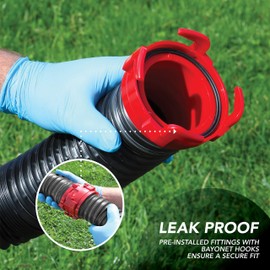 Valterra 20-Foot Dominator RV Sewer Hose Kit, Sewer Hose for RV Camper, Includes 2 Attachable 10-Foot Hoses with Rotating Fittings, 90 Degree Clearview Sewer Adapter, and 4 Drip Caps