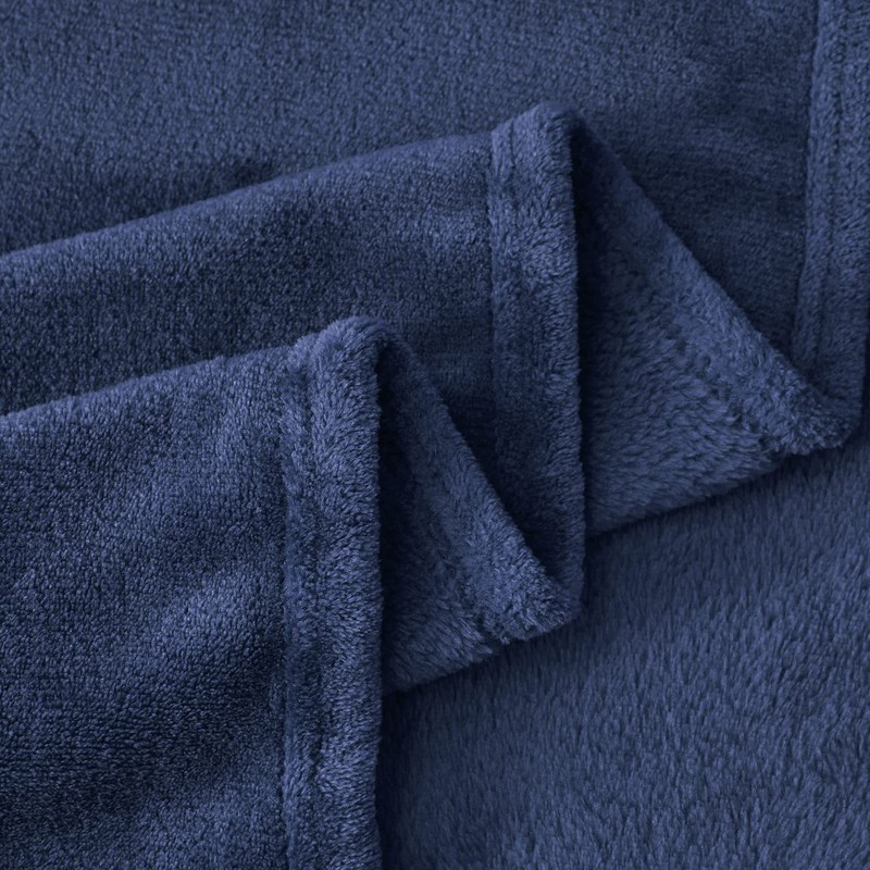 Aisbo Fleece Blanket Navy Blue Throw - Versatile Soft Warm