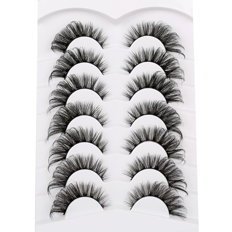 Poolunch False Eyelashes Cat Eye Lashes 8D Volume Wispy Natural