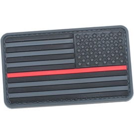 Evike - US Flag PVC Hook and Loop Rubber Patch (Color: Gray Thin Red Line/Reverse)