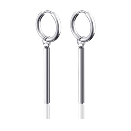 Xusamss Punk Jewelry Stainless Steel Huggie Hinged Earrings Bar Dangle Drop Earrings
