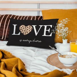 Knibeo Love is Everywhere Leopard Cheetah Print Pillow Covers 12x20, Leopard Print Gifts for Women, Love Gifts for Her, Gifts for Girlfriend Wife, Cheetah Pillow Case