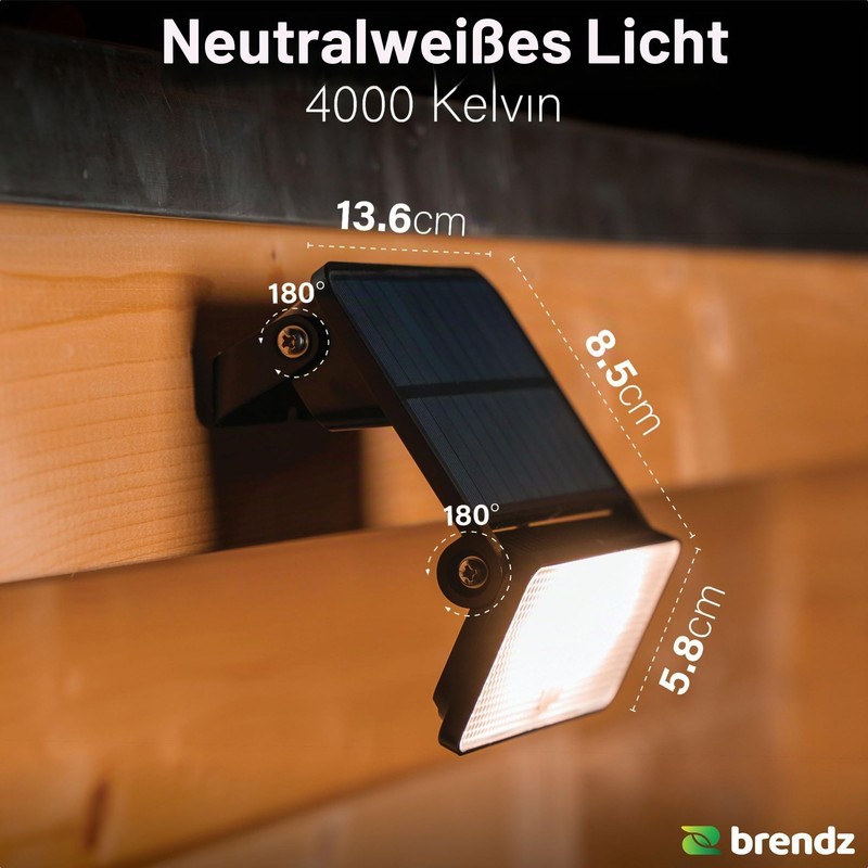 Brendz Paso Solar Outdoor Light with Motion Sensor, 1000 Lumens,
