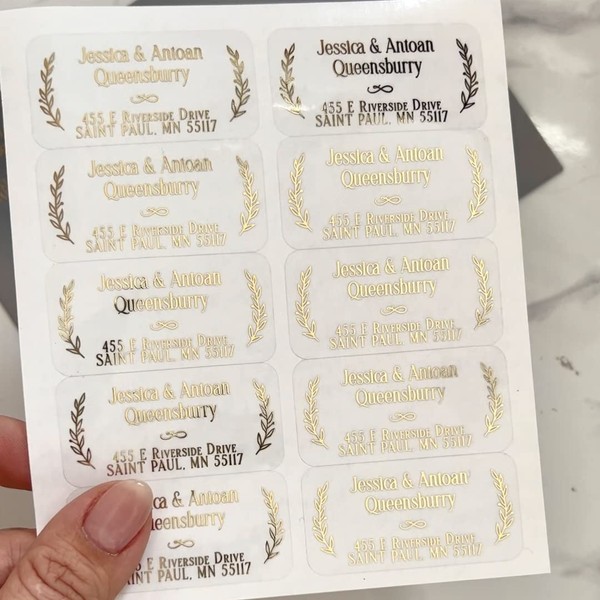 XOXOKristen Return Address Label Stickers Printed with Gold Foil, Envelope