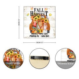 Fall Harvest Sunflower Japanese Chin Dog Truck Wooden Signs Farmhouse Welcome Fall Wall Plaque Harvest Day Hanging Sign Home Wall Decoration For Bedroom Living Room Wall Kitchen Home 12x12in