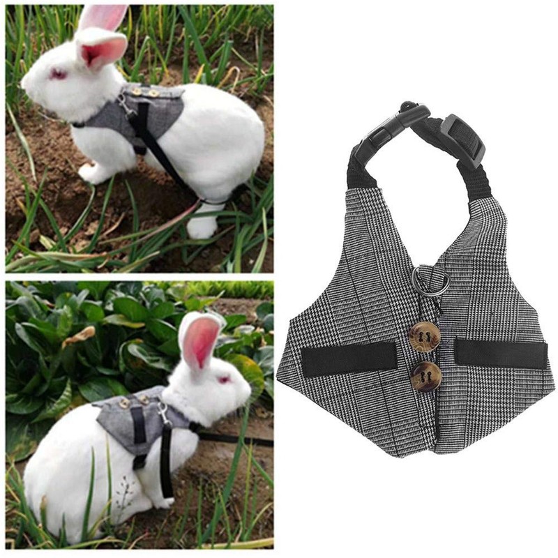 Rabbit Harness, Multipurpose Adjustable Soft Pet Rabbit Walking Harness Leash