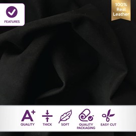 Genuine Black Suede Leather Hide: Real Leather Sheet for Crafts (Black, 10x10In/ 25x25cm)