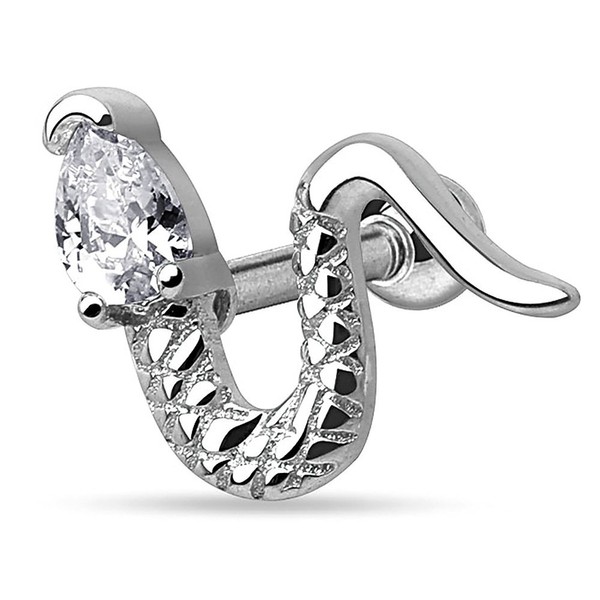 Autiga® Ear Piercing Snake Cubic Zirconia Crystal Tragus Helix Cartilage
