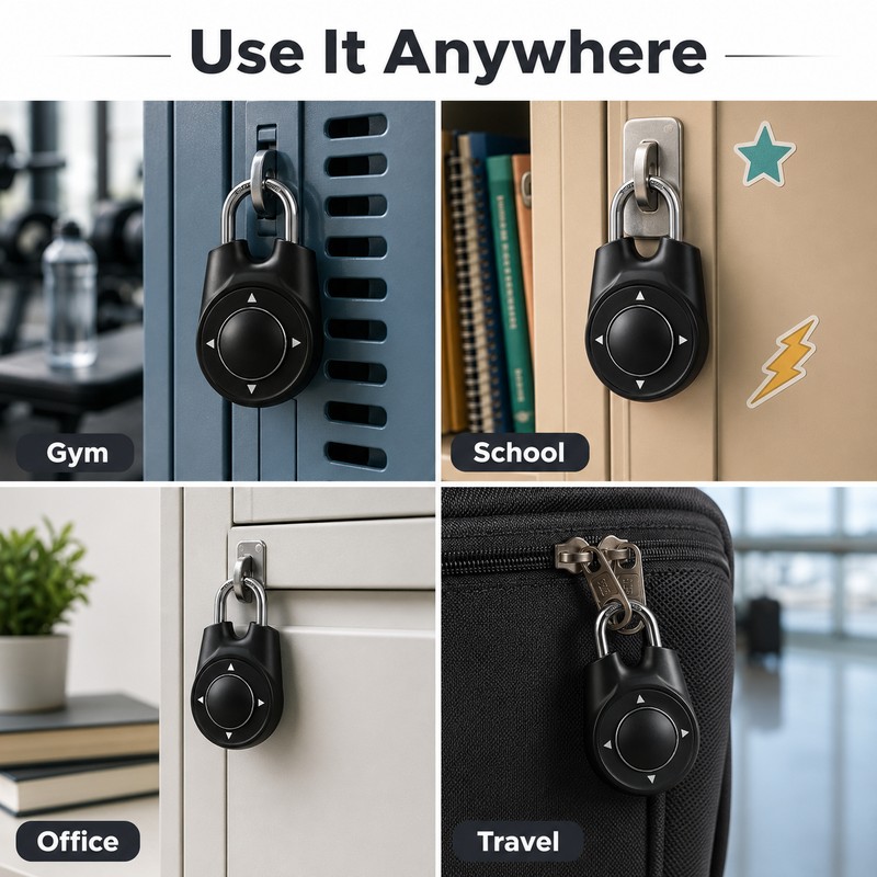 Directional Combination Padlock for Lockers – Resettable Keyless Metal Lock
