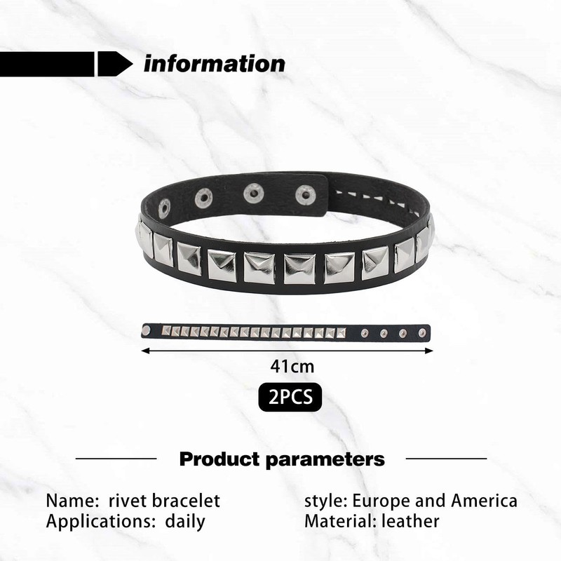 ZGDEIWGF 2 Pieces Stud Collar, Leather Studded Bracelet, Punk Rivet