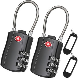 TSA Luggage Locks, [ Zinc Alloy Version][2 Pcs]  TSA Approved Luggage Lock 3-Digit Re-settable Combination Lock, Code Lock for Travel Suitcase Luggage Bag Lockers (Black) - Colour: 2 Piece,Black