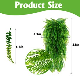 Hamiledyi Reptile Plants 4 PCS Hanging Plants Vines Artificial Leaves Habitat Decorations with Suction Cup for Bearded Dragons Lizards Geckos Snake Pets Hermit Crab