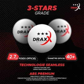 DRAXX Sports Tischtennisbälle Weiß 3 Sterne 40+ | 12er Set Hochwertige Weiße Tischtennisbällen aus ABS, robust für Training, Wettkampf, Indoor & Outdoor