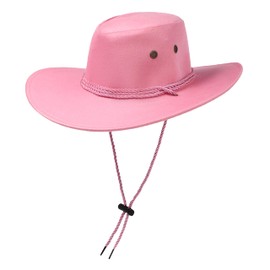 Pink Cowboy Hat and Baby Pink Bandana Western Sun Cap Faux Felt Leather Suede Fancy Dress Party Costume Outfit Neckscarf Sun Protection Mens Womens