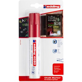 edding 4090 Chalk Marker - Red - 1 Chalk Pen - Chisel Tip 4-15 mm - Wide Chalk Pen for Blackboard, Wipeable - for Writing on Windows, Glass, Mirrors - Blackboard Pen with Opaque Colours