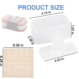 Musubi Press Mold Kit, Bamboo Sushi Rolling Mat, 2 Pack Non-Stick Spam Musubi Molds, Professional Bamboo Rolling Mat for Perfect Sushi Rolls & Rice Balls, Easy to Clean, Dishwasher Safe