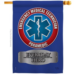 Breeze Decor EMT House Flag Armed Forces Paramedic EMS Nurse Emergency Medical Technician Supoort Decoration Banner Small Garden Yard Gift Double-Sided, Made in USA