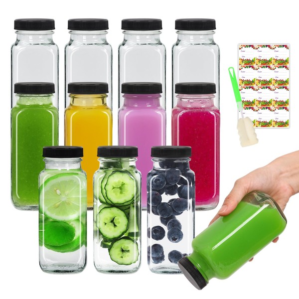 AuroTrends 8 oz Glass Bottles with Lids 12Pack, 250ml Glass