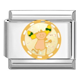 Quiges 9 mm Italian Style Charm Model Stainless Steel Girls for Italy Charm Bracelets, Stainless Steel, No Gemstone