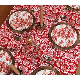 Table Cloth - Red, 100% Cotton Rectangular Table Cover, Size 60x84 Inch. for Kitchen, Dining, Tabletop, Decoration, Parties, Thanks Giving, and Everyday Use.
