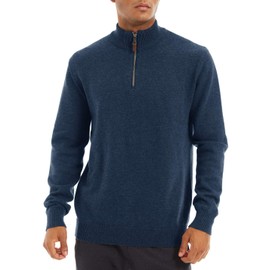 KEFITEVD Men's Spring Winter Ribbed Sweater Warm Turtleneck Knitted Tactical Tops Outdoor Fishing Basic Knitwear Denim Blue