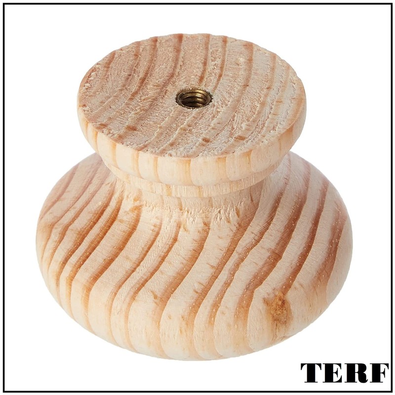 TERF® Traditional Unlacquered Pine Wooden Cupboard Cabinet Door Knob 45mm
