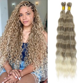 Eerya Long Curly Braiding Hair 30 Inch 2 Packs Ocean Wave Crochet Hair for Black Women Deep Wave Braiding Hair for Boho Braids（30 inc, T10M/88）