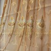 1pc Luxury Brown Embroidered Floral Sheer Tulle Curtain for Bedroom