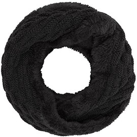 Compagno Winter Loop Scarf, Women's Scarf, Lined Winter Scarf, Knitted Scarf, black