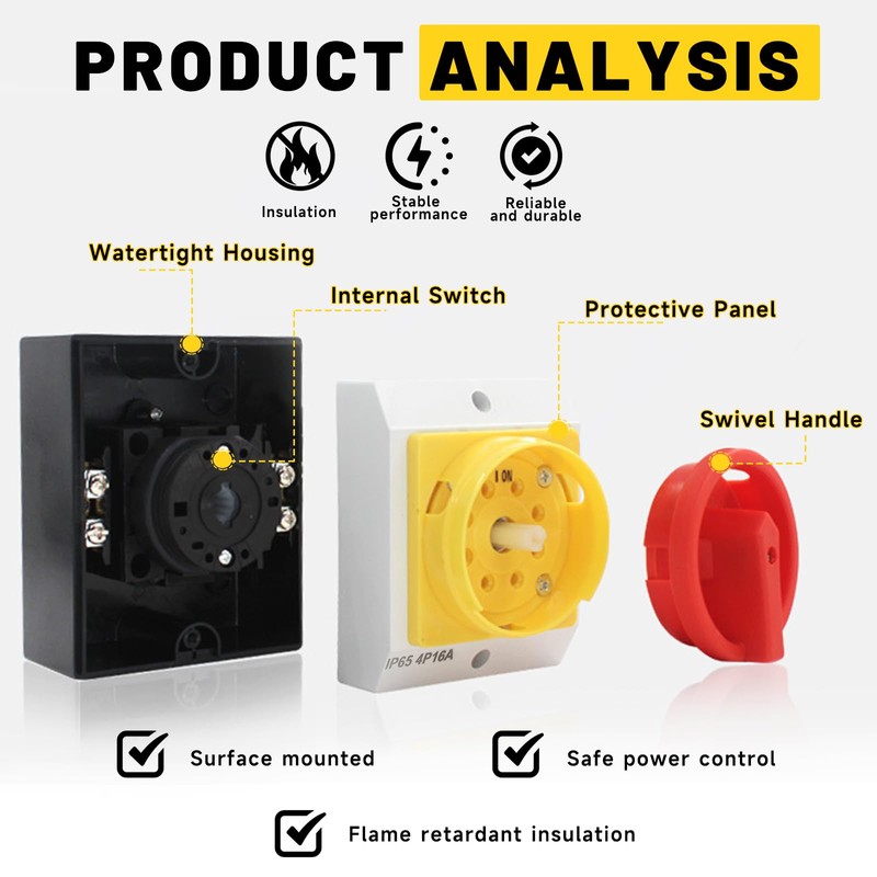 Main Switch 4-Pin Circuit Breaker 16A/IP65/415V Rotary Switch Cam Switch